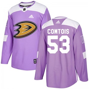 Adult Authentic Anaheim Ducks Max Comtois Purple Fights Cancer Practice Official Adidas Jersey