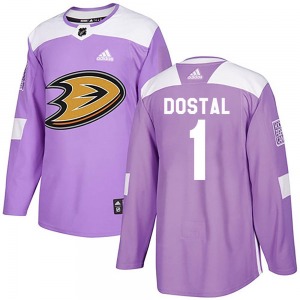 Adult Authentic Anaheim Ducks Lukas Dostal Purple Fights Cancer Practice Official Adidas Jersey