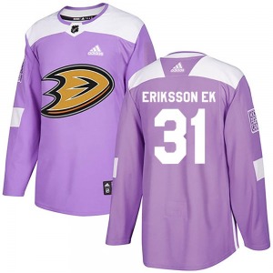 Adult Authentic Anaheim Ducks Olle Eriksson Ek Purple Fights Cancer Practice Official Adidas Jersey