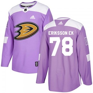 Adult Authentic Anaheim Ducks Olle Eriksson Ek Purple Fights Cancer Practice Official Adidas Jersey