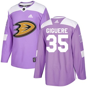 Adult Authentic Anaheim Ducks Jean-Sebastien Giguere Purple Fights Cancer Practice Official Adidas Jersey