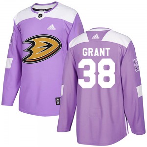 Adult Authentic Anaheim Ducks Derek Grant Purple Fights Cancer Practice Official Adidas Jersey