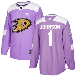 Adult Authentic Anaheim Ducks Chad Johnson Purple Fights Cancer Practice Official Adidas Jersey