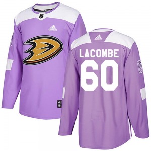 Adult Authentic Anaheim Ducks Jackson LaCombe Purple Fights Cancer Practice Official Adidas Jersey