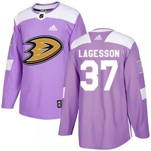 Adult Authentic Anaheim Ducks William Lagesson Purple Fights Cancer Practice Official Adidas Jersey