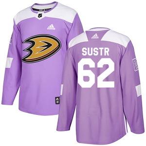 Adult Authentic Anaheim Ducks Andrej Sustr Purple Fights Cancer Practice Official Adidas Jersey