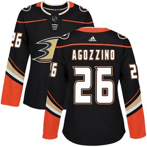 Women's Authentic Anaheim Ducks Andrew Agozzino Black ized Home Official Adidas Jersey