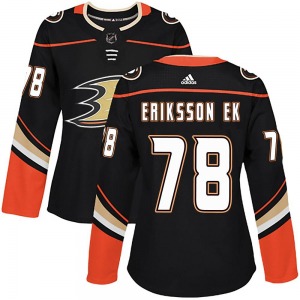 Women's Authentic Anaheim Ducks Olle Eriksson Ek Black Home Official Adidas Jersey