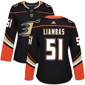 Women's Authentic Anaheim Ducks Mike Liambas Black Home Official Adidas Jersey