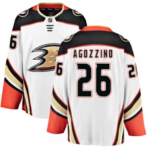 Adult Breakaway Anaheim Ducks Andrew Agozzino White ized Away Official Fanatics Branded Jersey