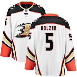 Adult Authentic Anaheim Ducks Korbinian Holzer White Away Official Fanatics Branded Jersey