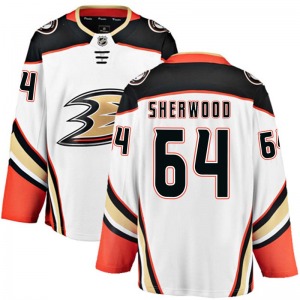 Adult Breakaway Anaheim Ducks Kiefer Sherwood White Away Official Fanatics Branded Jersey