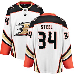 Adult Authentic Anaheim Ducks Sam Steel White Away Official Fanatics Branded Jersey