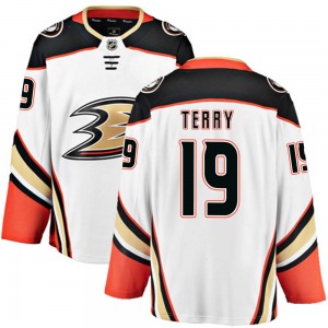 Adult Breakaway Anaheim Ducks Troy Terry White Away Official Fanatics Branded Jersey