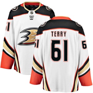 Adult Authentic Anaheim Ducks Troy Terry White Away Official Fanatics Branded Jersey