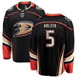Adult Authentic Anaheim Ducks Korbinian Holzer Black Home Official Fanatics Branded Jersey