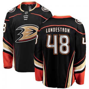 Adult Breakaway Anaheim Ducks Isac Lundestrom Black ized Home Official Fanatics Branded Jersey