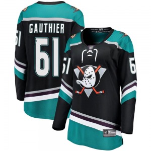 Women's Breakaway Anaheim Ducks Cutter Gauthier Black Alternate Official Fanatics Branded Jersey