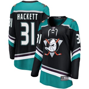 Women's Breakaway Anaheim Ducks Matt Hackett Black Alternate Official Fanatics Branded Jersey