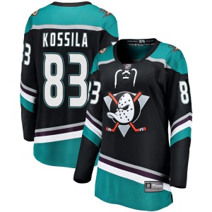 Women's Breakaway Anaheim Ducks Kalle Kossila Black Alternate Official Fanatics Branded Jersey