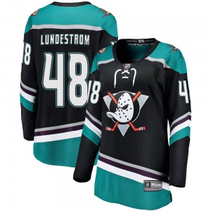 Women's Breakaway Anaheim Ducks Isac Lundestrom Black ized Alternate Official Fanatics Branded Jersey