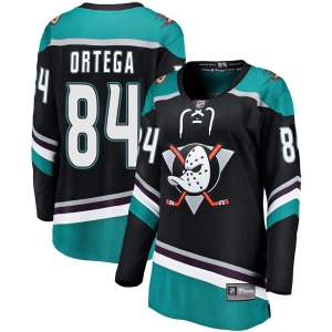 Women's Breakaway Anaheim Ducks Austin Ortega Black Alternate Official Fanatics Branded Jersey
