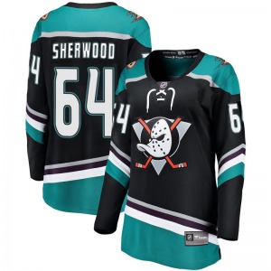Women's Breakaway Anaheim Ducks Kiefer Sherwood Black Alternate Official Fanatics Branded Jersey