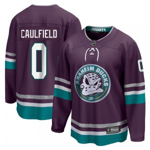Youth Premier Anaheim Ducks Judd Caulfield Purple 30th Anniversary Breakaway Official Fanatics Branded Jersey