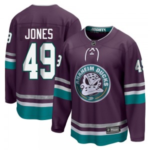 Youth Premier Anaheim Ducks Max Jones Purple 30th Anniversary Breakaway Official Fanatics Branded Jersey