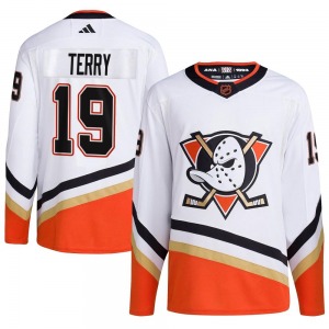 Adult Authentic Anaheim Ducks Troy Terry White Reverse Retro 2.0 Official Adidas Jersey