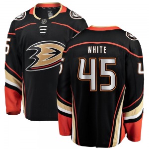 Youth Breakaway Anaheim Ducks Colton White White Black Home Official Fanatics Branded Jersey