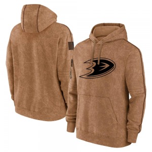 Adult Anaheim Ducks Brown 2023 Salute to Service Club Pullover Hoodie