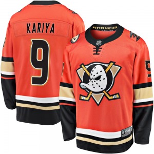 Youth Premier Anaheim Ducks Paul Kariya Orange Breakaway 2019/20 Alternate Official Fanatics Branded Jersey