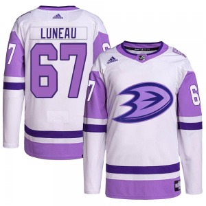 Youth Authentic Anaheim Ducks Tristan Luneau White/Purple Hockey Fights Cancer Primegreen Official Adidas Jersey