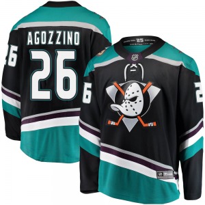 Youth Breakaway Anaheim Ducks Andrew Agozzino Black ized Alternate Official Fanatics Branded Jersey