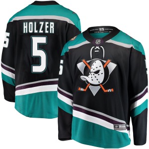Youth Breakaway Anaheim Ducks Korbinian Holzer Black Alternate Official Fanatics Branded Jersey