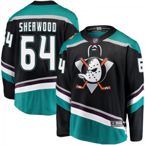 Youth Breakaway Anaheim Ducks Kiefer Sherwood Black Alternate Official Fanatics Branded Jersey