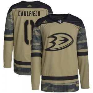 Adult Authentic Anaheim Ducks Judd Caulfield Camo Military Appreciation Practice Official Adidas Jersey
