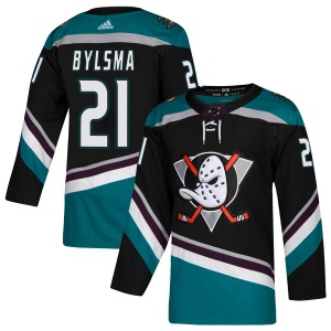 Adult Authentic Anaheim Ducks Dan Bylsma Black Teal Alternate Official Adidas Jersey