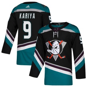 Adult Authentic Anaheim Ducks Paul Kariya Black Teal Alternate Official Adidas Jersey