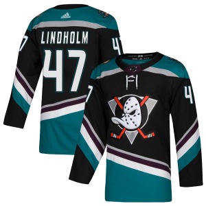 Adult Authentic Anaheim Ducks Hampus Lindholm Black Teal Alternate Official Adidas Jersey