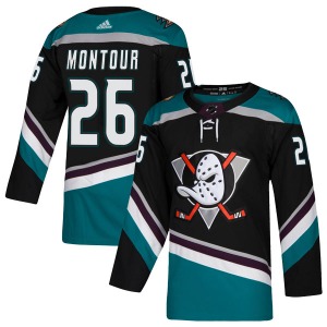 Adult Authentic Anaheim Ducks Brandon Montour Black Teal Alternate Official Adidas Jersey