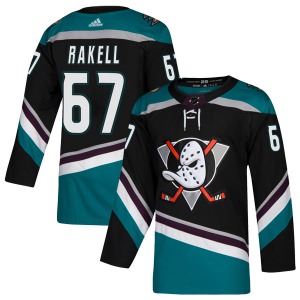 Adult Authentic Anaheim Ducks Rickard Rakell Black Teal Alternate Official Adidas Jersey