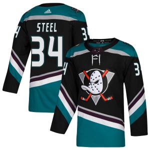 Adult Authentic Anaheim Ducks Sam Steel Black Teal Alternate Official Adidas Jersey