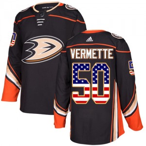 Adult Authentic Anaheim Ducks Antoine Vermette Black USA Flag Fashion Official Adidas Jersey