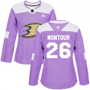 Women's Authentic Anaheim Ducks Brandon Montour Purple Fights Cancer Practice Official Adidas Jersey