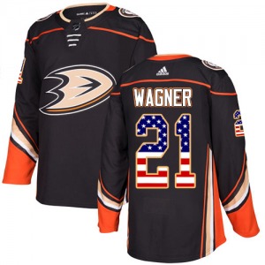 Adult Authentic Anaheim Ducks Chris Wagner Black USA Flag Fashion Official Adidas Jersey
