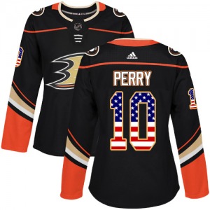 Women's Authentic Anaheim Ducks Corey Perry Black USA Flag Fashion Official Adidas Jersey