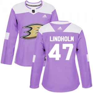 Women's Authentic Anaheim Ducks Hampus Lindholm Purple Fights Cancer Practice Official Adidas Jersey