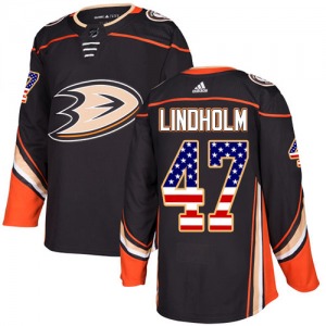 Youth Authentic Anaheim Ducks Hampus Lindholm Black USA Flag Fashion Official Adidas Jersey
